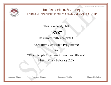 Executive Certificate Programme For CMO Course Certificate