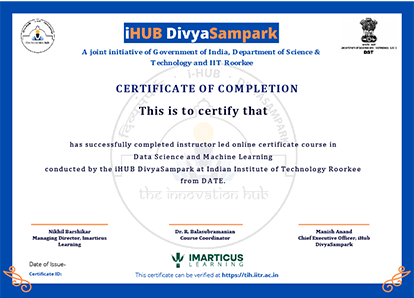 Data Science & Machine Learning Course Certificate