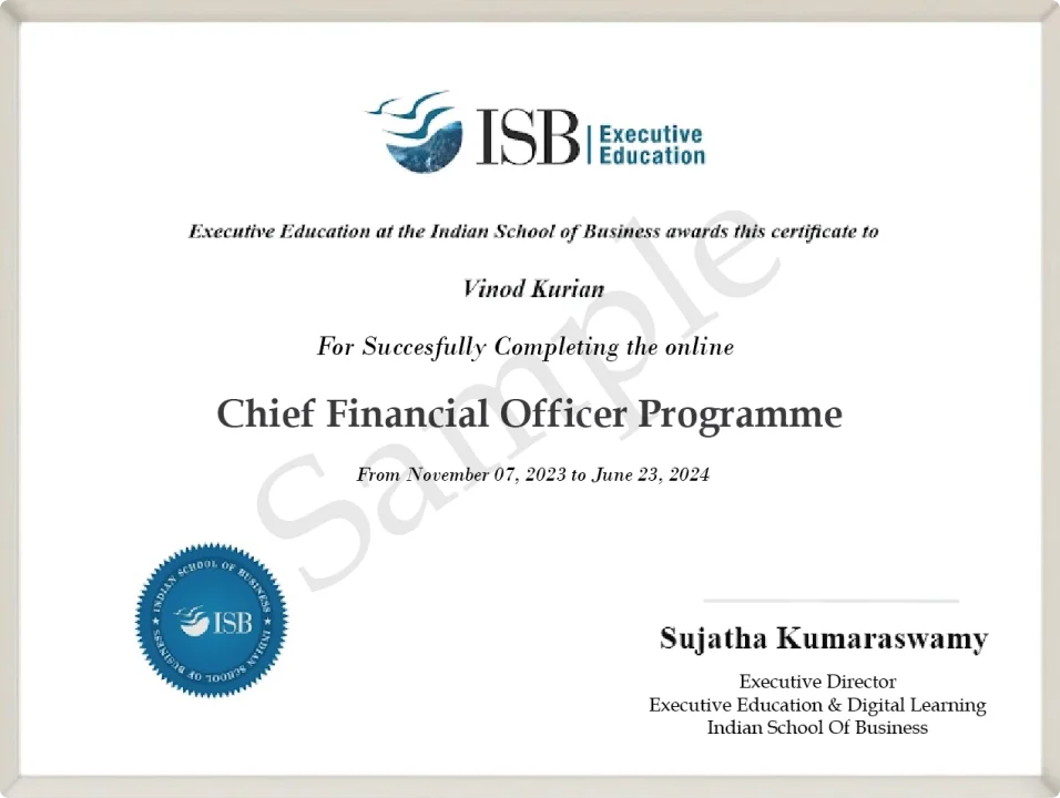ISB Chief Financial Officer Course CFO Certification Course From The ISB Chief Financial Officer Course CFO Certification Course From The
