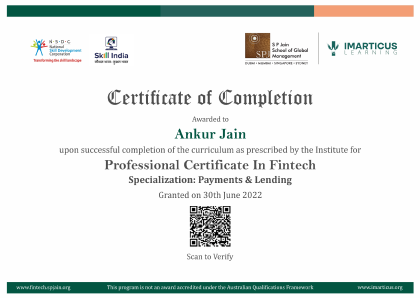 Professional Certificate in FinTech Course